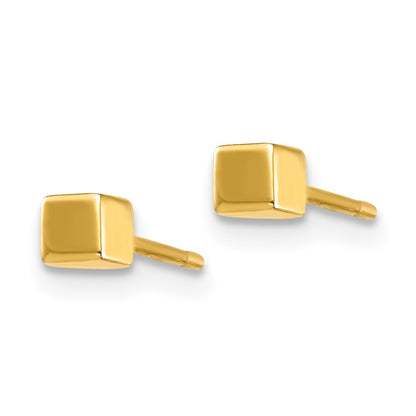 14K Yellow Gold Square Stud Earrings