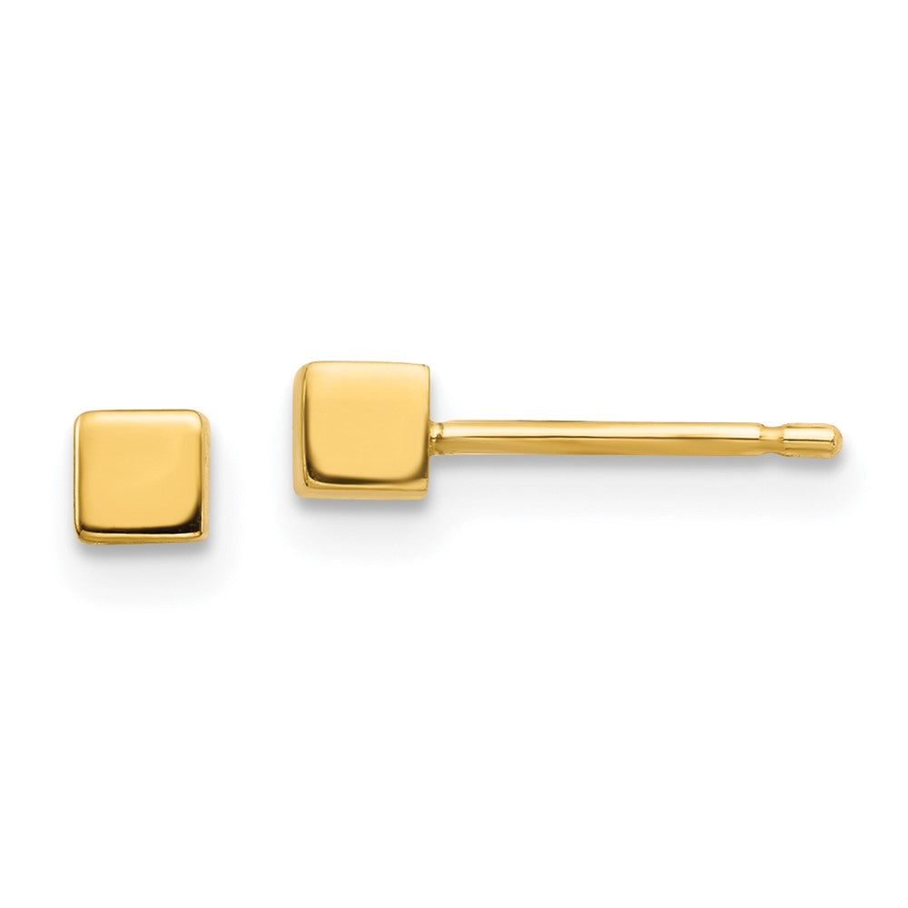 14K Yellow Gold Square Stud Earrings