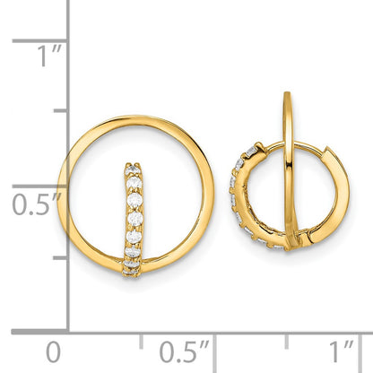 14K Yellow Gold Polished Cz Circle Huggie Hoop Earrings