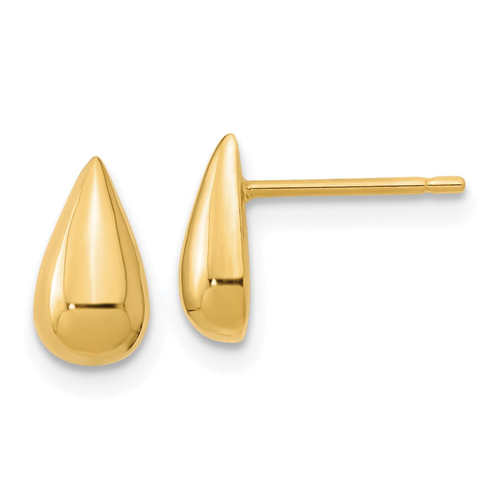 14K Yellow Gold Polished Teardrop Post Earrings