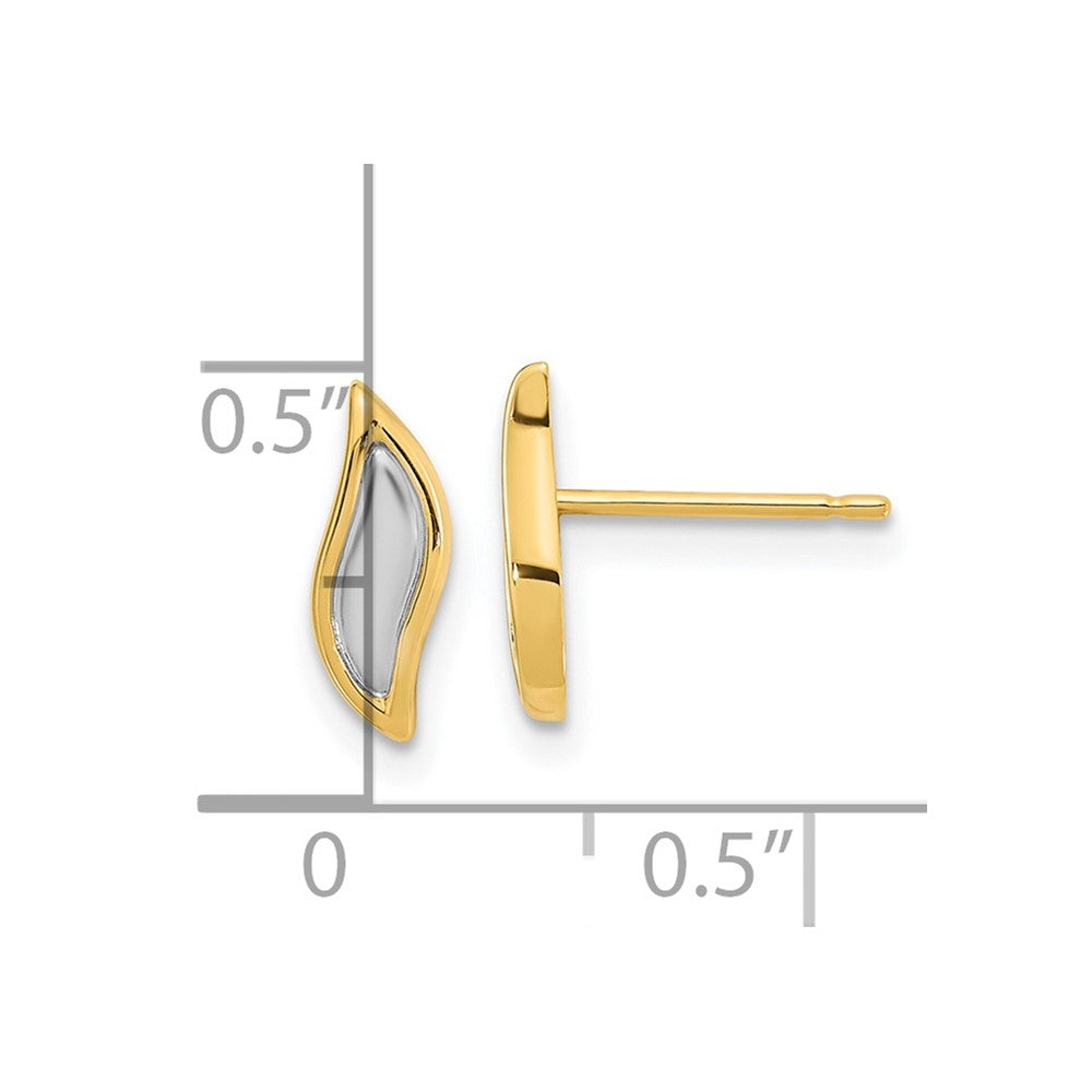 14K Yellow & Rhodium Gold White Teardrop Post Earrings