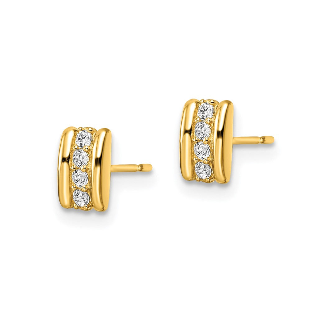 14K Yellow Gold Cz Post Earrings