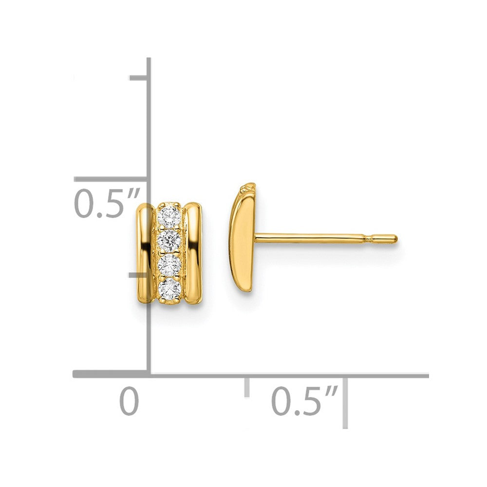 14K Yellow Gold Cz Post Earrings