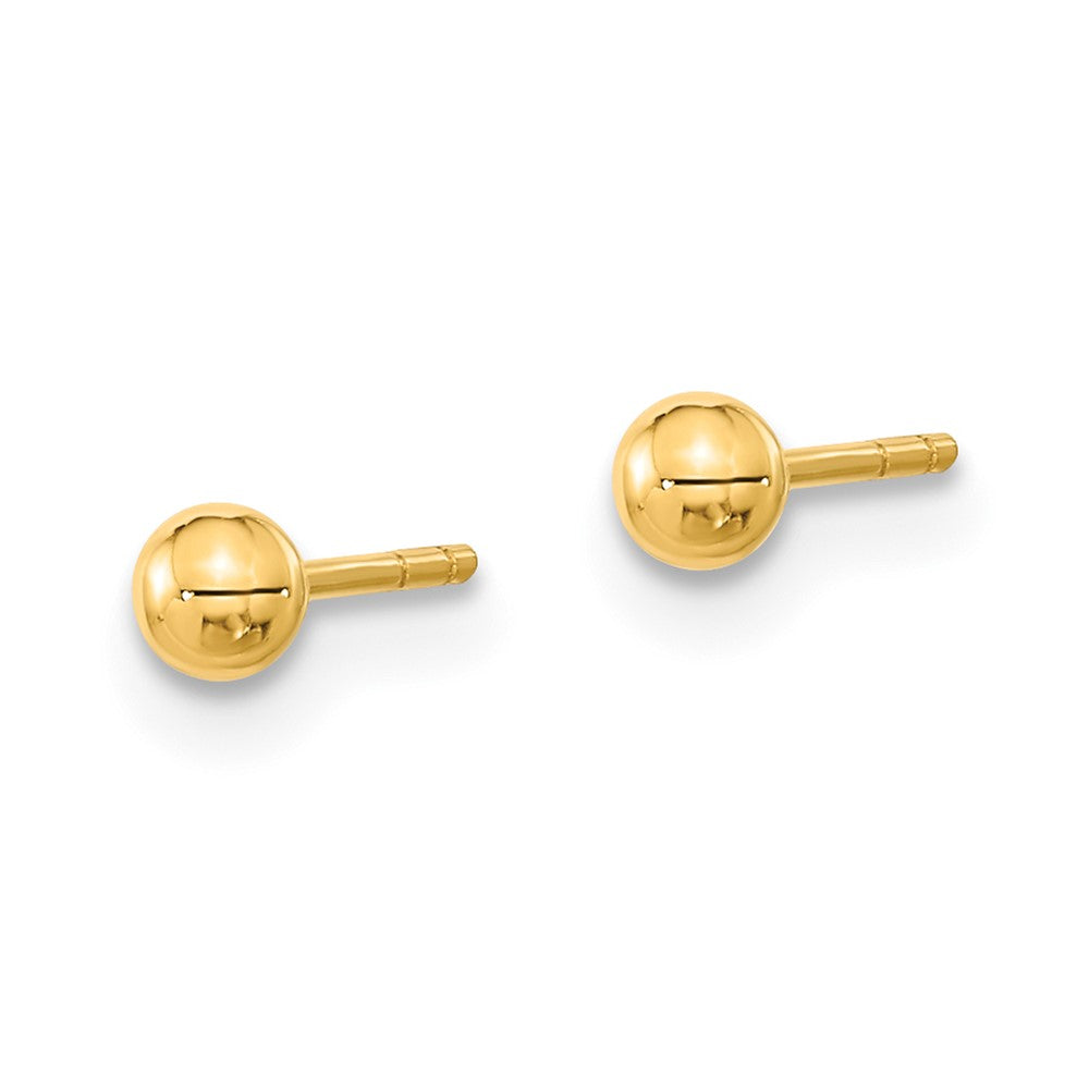 14K Yellow Gold Polished Set Of Ball Post Cross And Cz Bezel 3 Pair Earrings