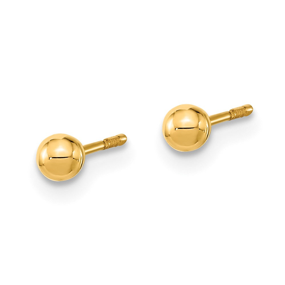 14K Yellow Gold Polished Set Of Ball Post Cz Flowers And Cross 3 Pair Earrings