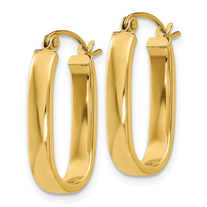 14K Yellow Gold Polished 3.5mm Oval Hoop Earrings