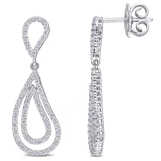 Original AMOUR 3/4 CT TDW Diamond Dangle Earrings In 18k White Gold