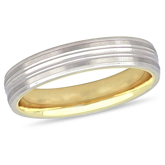 Original Amour Ladies 10K Two-Tone Gold Lightweight 4mm Wedding Band JMS005354