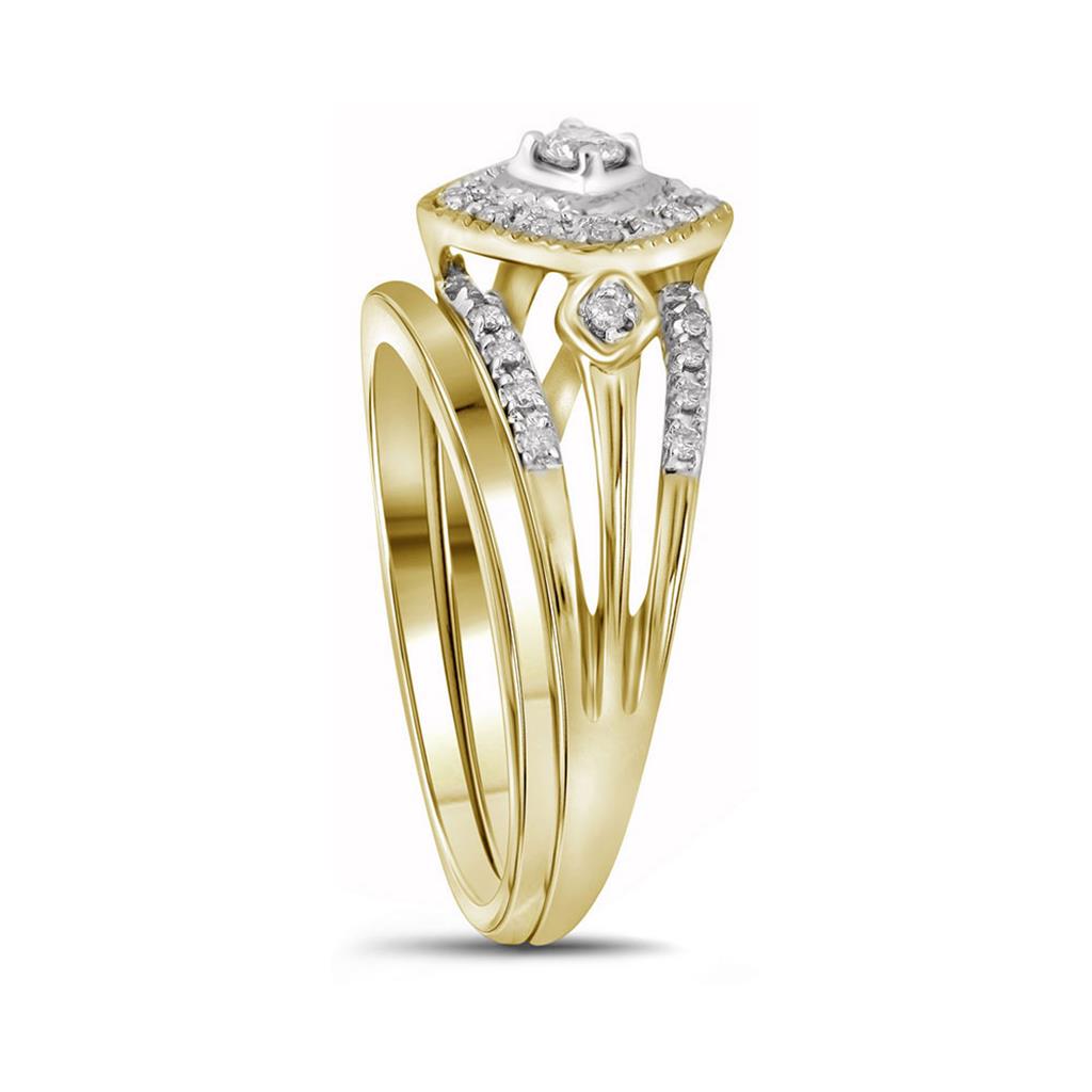 14k White Gold Round Diamond Bridal Wedding Ring Set 1/3 Cttw