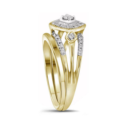 14k White Gold Round Diamond Bridal Wedding Ring Set 1/3 Cttw