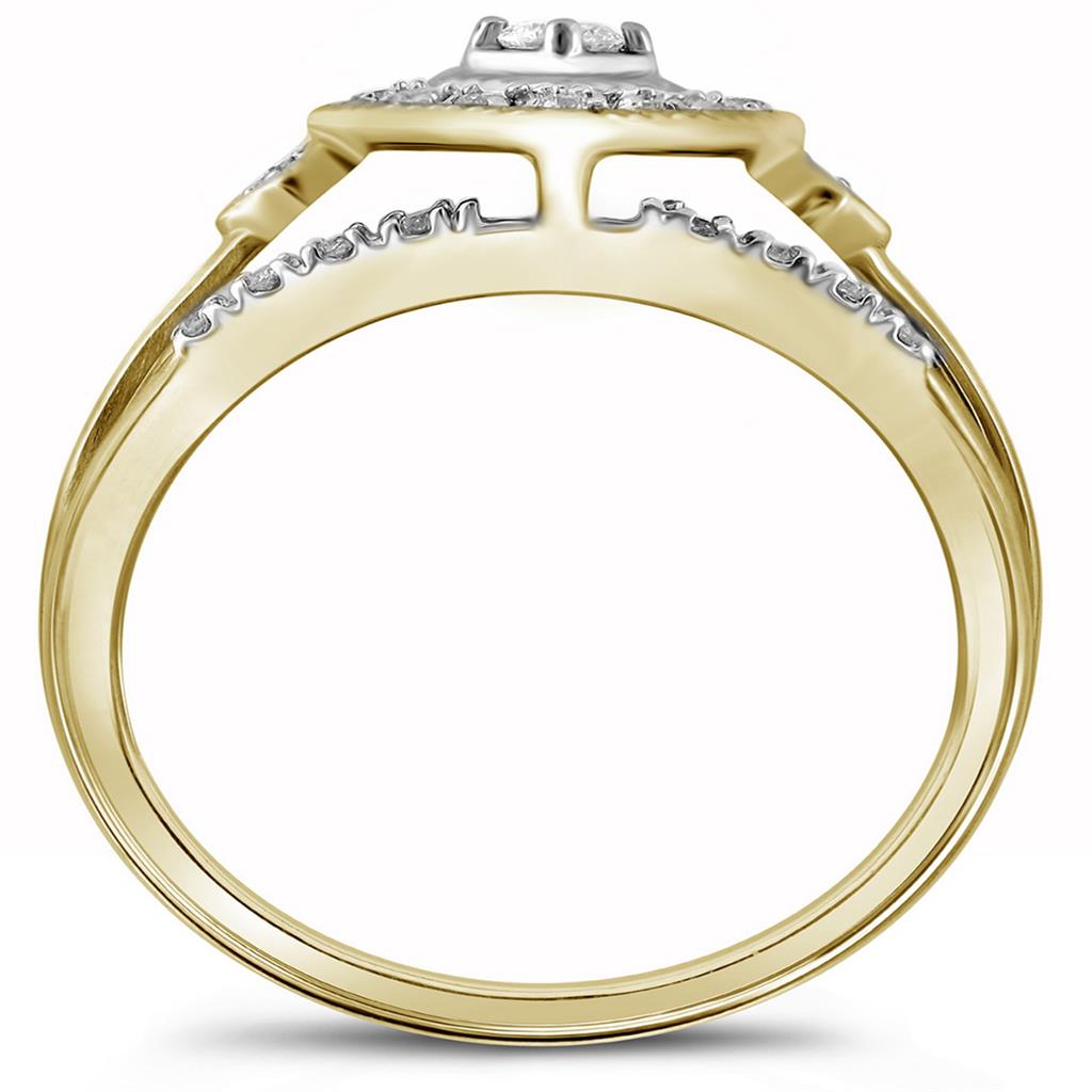 14k White Gold Round Diamond Bridal Wedding Ring Set 1/3 Cttw