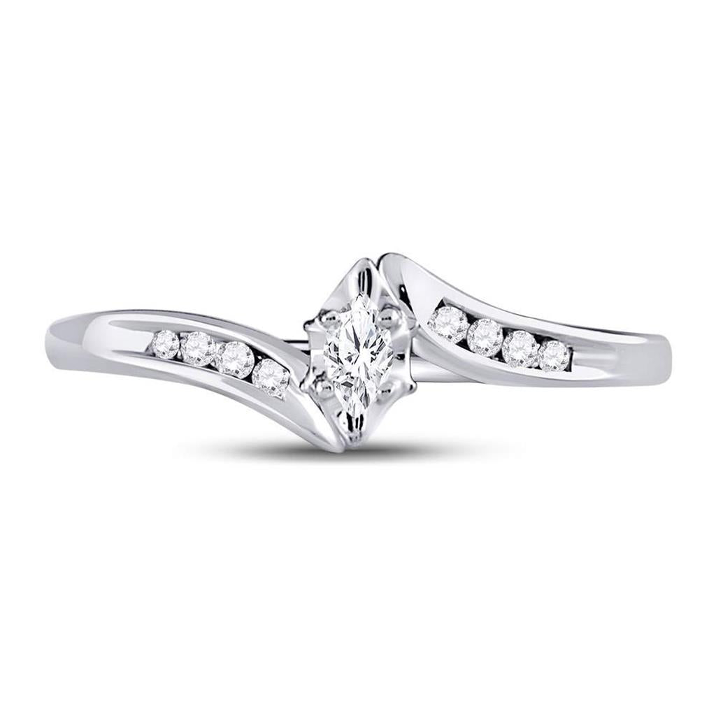 14k White Gold Marquise Diamond Marquise Bridal Engagement Ring 1/6 Cttw