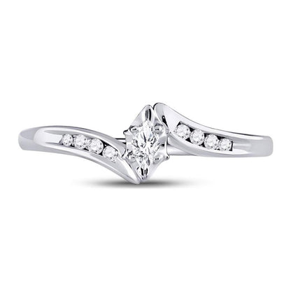 14k White Gold Marquise Diamond Marquise Bridal Engagement Ring 1/6 Cttw