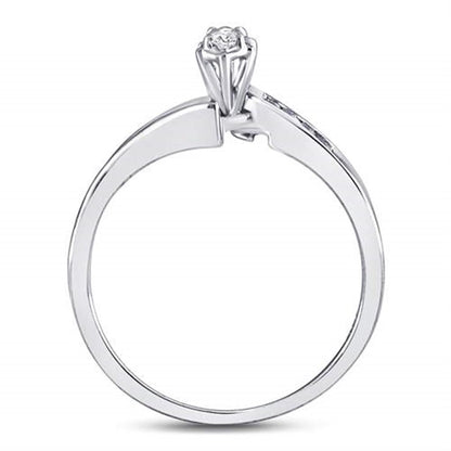 14k White Gold Marquise Diamond Marquise Bridal Engagement Ring 1/6 Cttw
