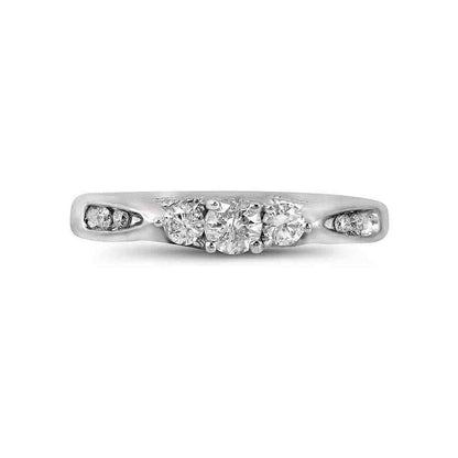 14k White Gold Round Diamond 3-stone Bridal Engagement Ring 3/8 Cttw