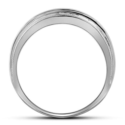 14k White Gold Round Diamond Wedding Milgrain Band Ring 1/2 Cttw