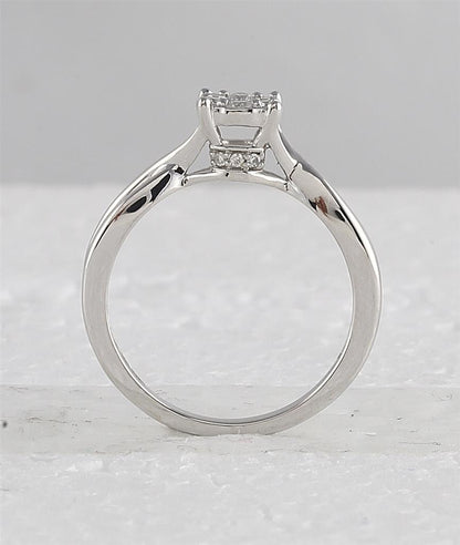 14k White Gold Round Diamond Twist Bridal Wedding Ring Set 1/3 Cttw