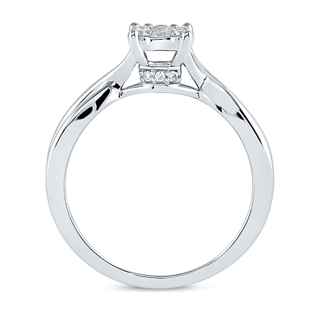 14k White Gold Round Diamond Twist Bridal Wedding Ring Set 1/3 Cttw