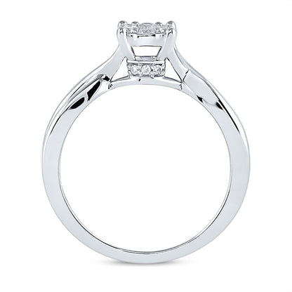 14k White Gold Round Diamond Twist Bridal Wedding Ring Set 1/3 Cttw