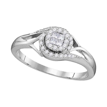 14k White Gold Princess Diamond Bridal Engagement Ring 1/5 Cttw