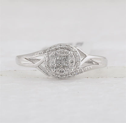 14k White Gold Princess Diamond Bridal Engagement Ring 1/5 Cttw