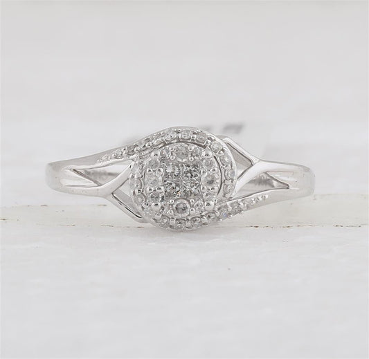 14k White Gold Princess Diamond Bridal Engagement Ring 1/5 Cttw