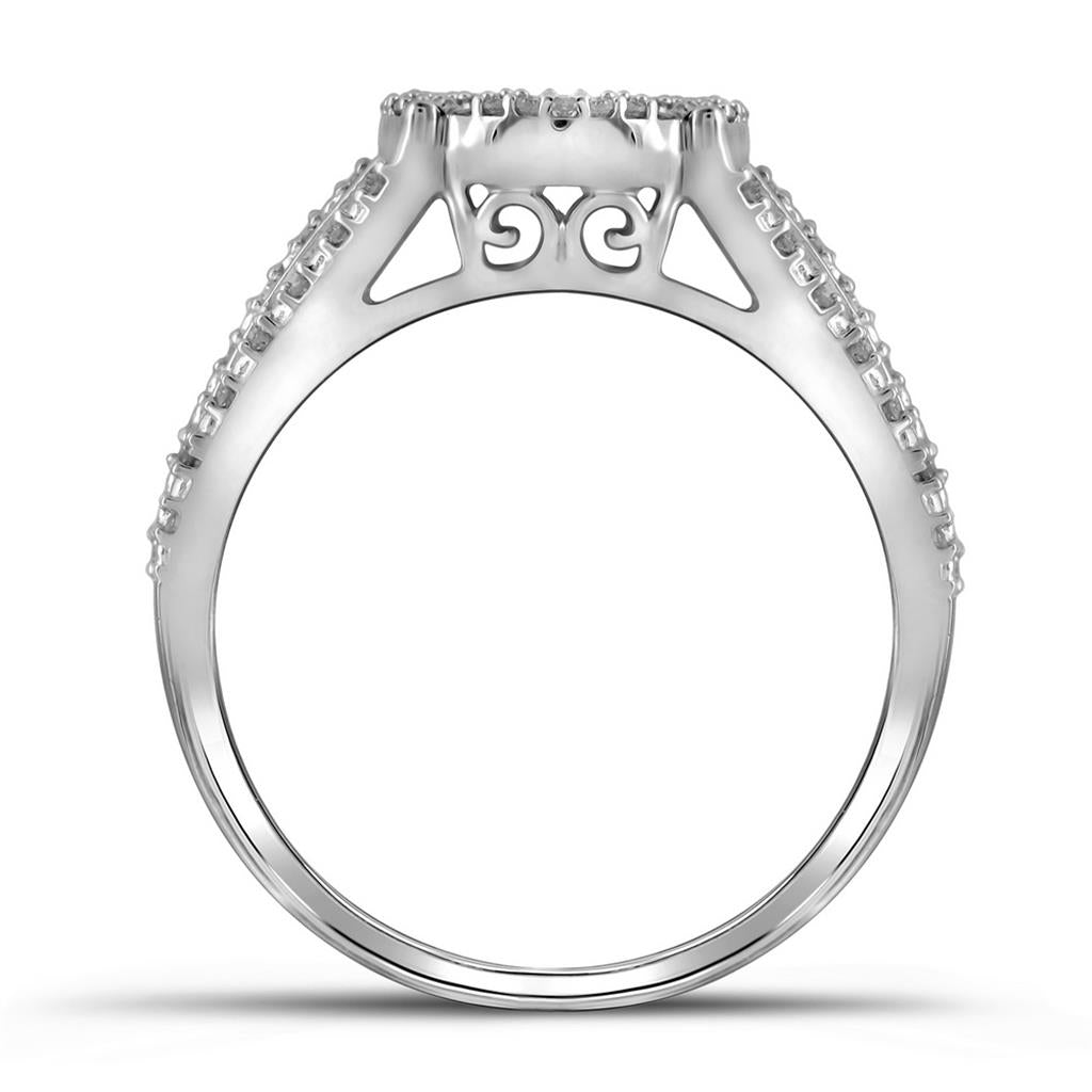 14k White Gold Diamond Bridal Wedding Ring Set 3/8 Cttw