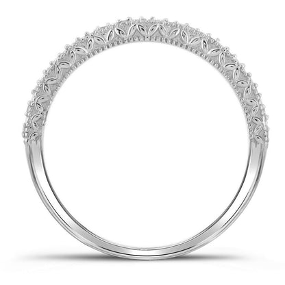 14k White Gold Round Diamond Cluster Bridal Wedding Ring Set 1/3 Cttw