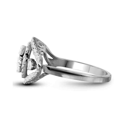 14k White Gold Diamond Halo Bridal Engagement Ring 1-1/5 Cttw