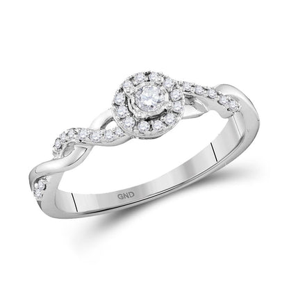 14k White Gold Round Diamond Solitaire Twist Bridal Engagement Ring 1/5 Cttw