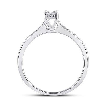 14k White Gold Round Diamond Solitaire Bridal Engagement Ring 1/10 Cttw