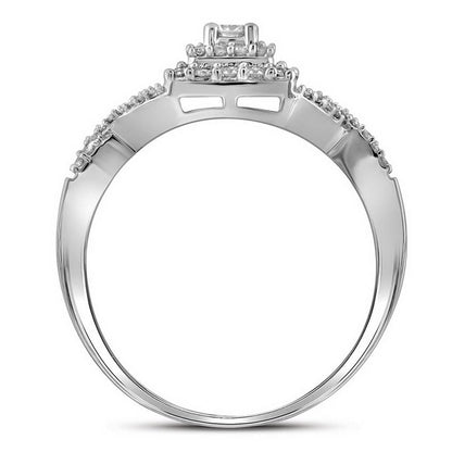 14k White Gold Round Diamond Bridal Wedding Ring Set 1/2 Cttw