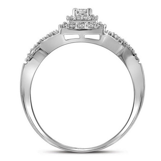 14k White Gold Round Diamond Bridal Wedding Ring Set 1/2 Cttw