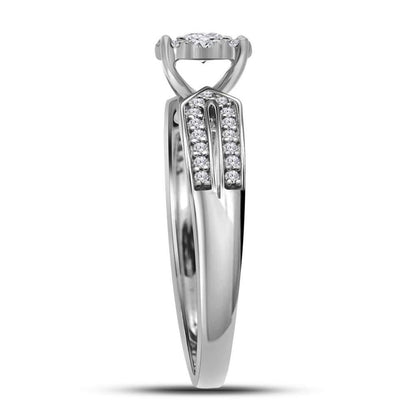 14k White Gold Round Diamond Halo Bridal Engagement Ring 3/8 Cttw