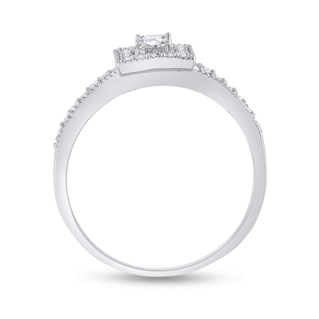 14k White Gold Princess Diamond Halo Bridal Wedding Ring Set 1/2 Cttw