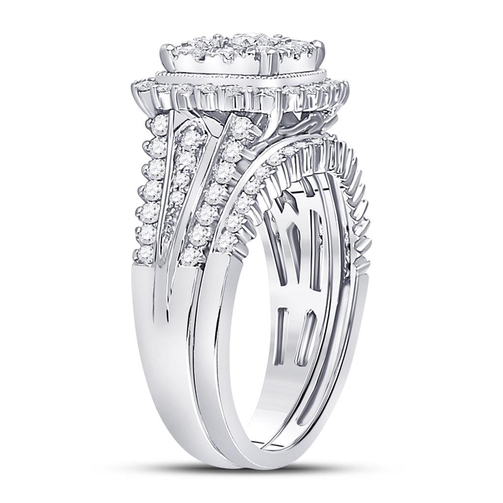 14k White Gold Round Diamond Bridal Wedding Ring Set 1-1/4 Cttw (Certified)