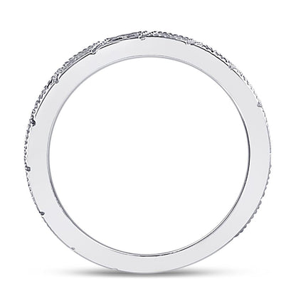 14k White Gold Round Ruby Diamond Milgrain Stackable Band Ring 1/4 Cttw