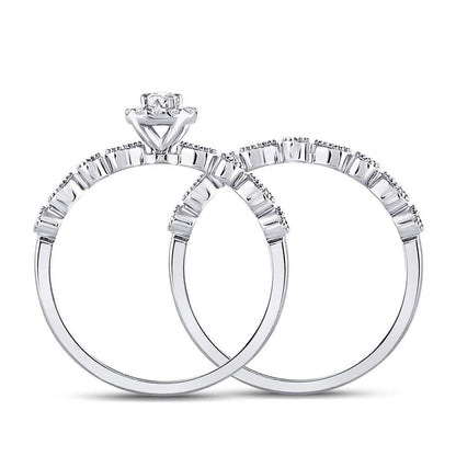 14k White Gold Round Diamond Stackable Bridal Wedding Ring Set 1/3 Cttw