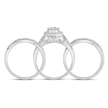 14k White Gold Round Diamond Bridal Wedding Ring Set 1/2 Cttw