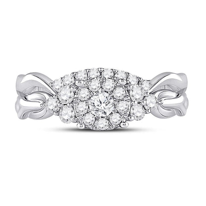 14k White Gold Round Diamond Bridal Wedding Ring Set 1/2 Cttw