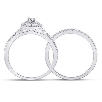14k White Gold Round Diamond Bridal Wedding Ring Set 1/2 Ctw