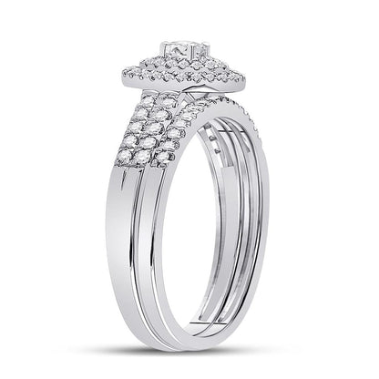 14k White Gold Round Diamond Bridal Wedding Ring Set 1/2 Ctw