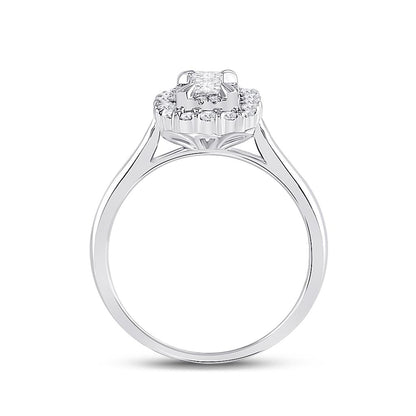 14k White Gold Princess Diamond Halo Bridal Engagement Ring 1/2 Cttw