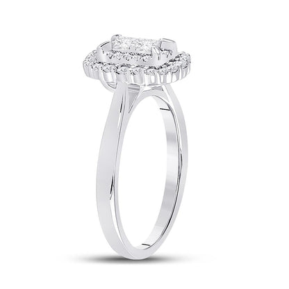 14k White Gold Princess Diamond Halo Bridal Engagement Ring 1/2 Cttw