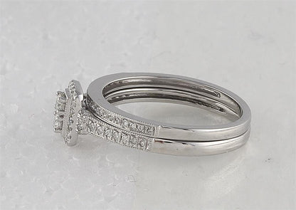 14k White Gold Round Diamond Bridal Wedding Ring Set 1/3 Cttw