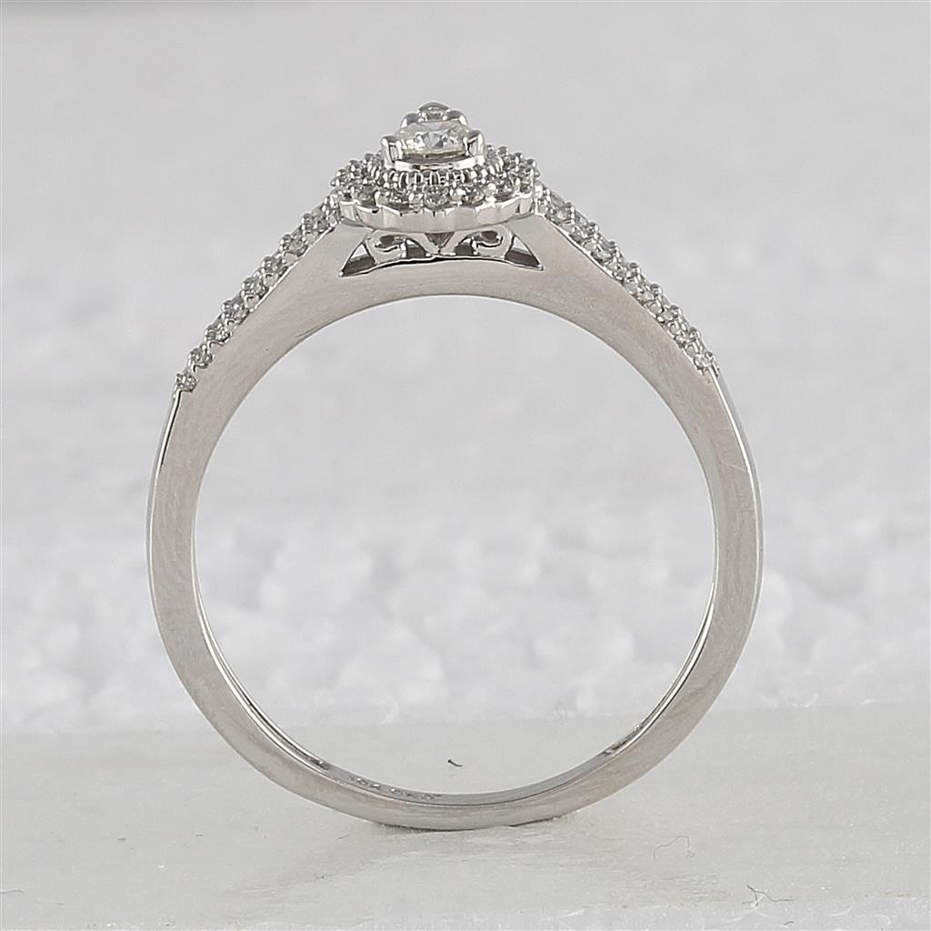 14k White Gold Round Diamond Bridal Wedding Ring Set 1/3 Cttw