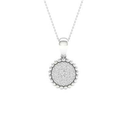 14k White Gold Round Diamond Cluster Pendant 1/6 Cttw