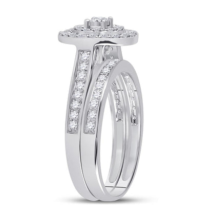 14k White Gold Round Diamond Bridal Wedding Ring Set 1/2 Cttw