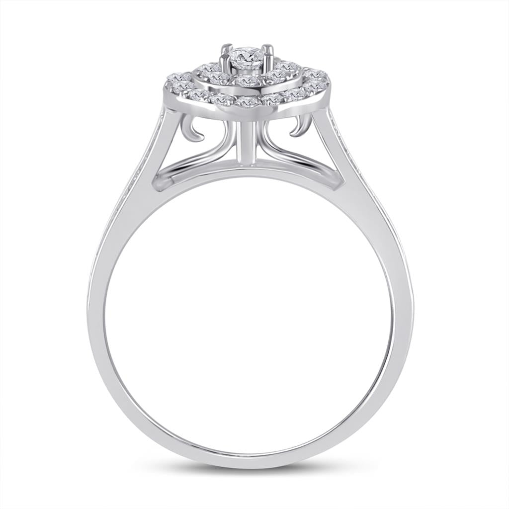 14k White Gold Round Diamond Bridal Wedding Ring Set 1/2 Cttw