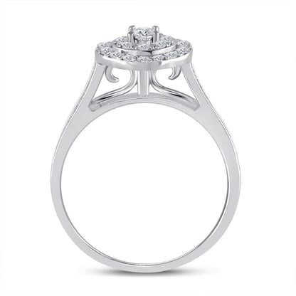 14k White Gold Round Diamond Bridal Wedding Ring Set 1/2 Cttw